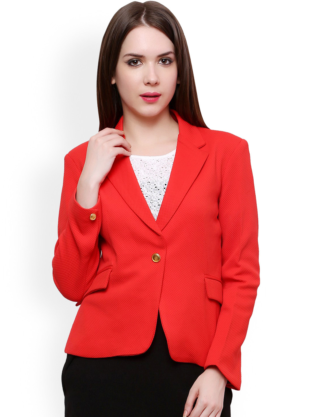 Buy Pannkh Red Tailored Fit Blazer Blazers for Women 982075 Myntra