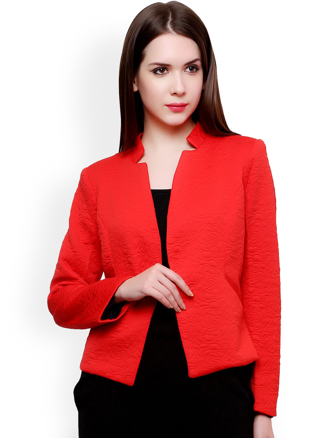 Buy Pannkh Red Quilted Tailored Fit Blazer Blazers for Women 982082