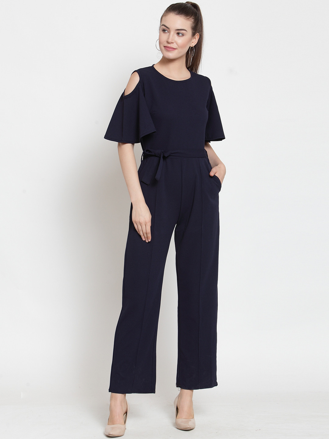 Buy Everlush Women Navy Blue Solid Smart Casual Basic Jumpsuit Jumpsuit for Women 9824007 Myntra