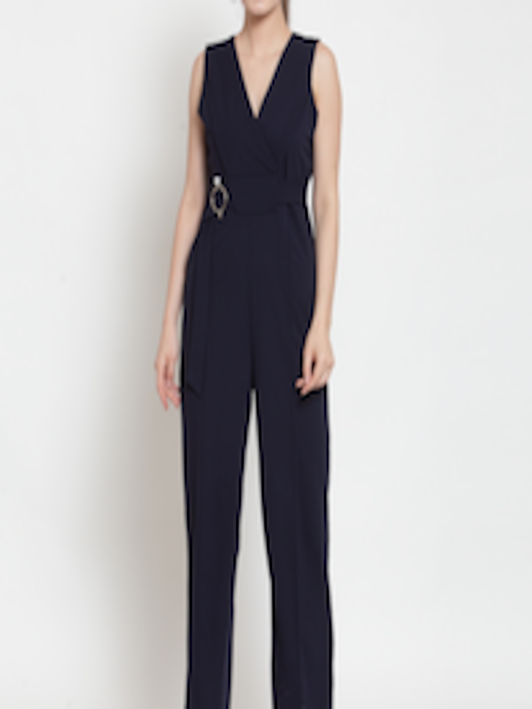 Buy Everlush Women Navy Blue Solid Smart Casual Basic Jumpsuit ...