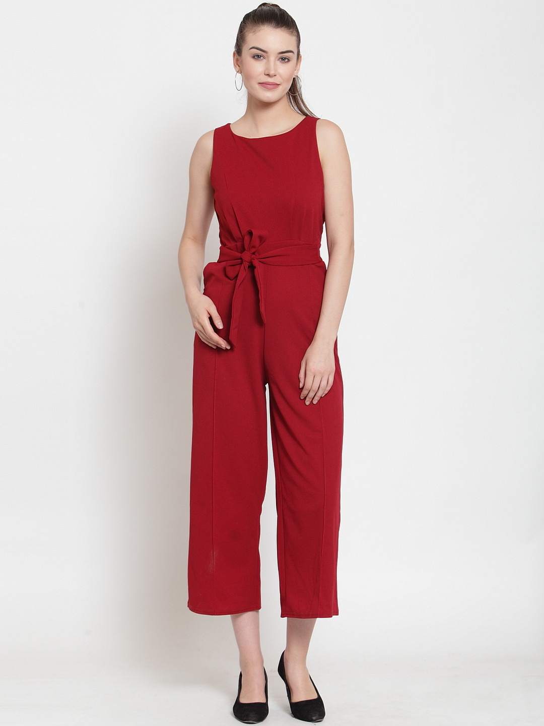 Buy Everlush Women Maroon Solid Smart Casual Culotte Jumpsuit