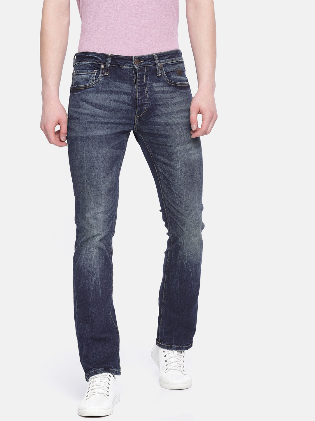 Buy Jack & Jones Men Blue Clark Regular Fit Low Rise Clean Look