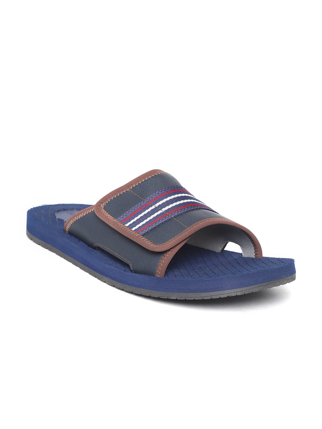 Buy Clarks Men Navy Blue Striped Sliders - Flip Flops for Men 9850805 | Myntra
