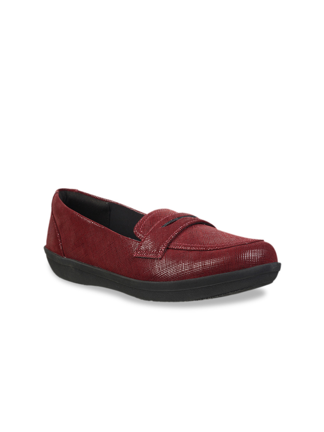 Buy Clarks Women Maroon Textured Penny Loafers Casual Shoes for Women