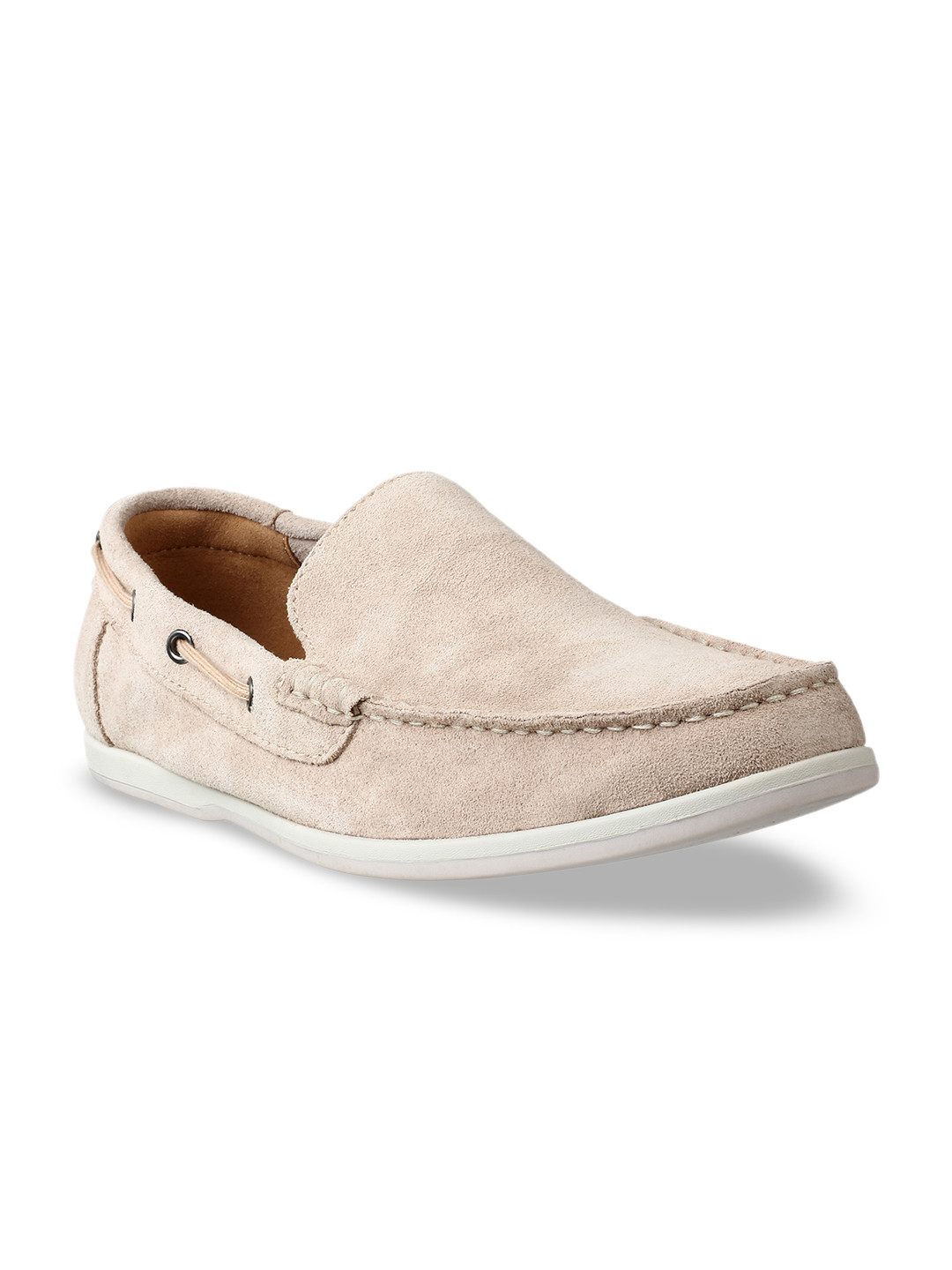 Buy Clarks Men Cream Coloured Leather Loafers Casual