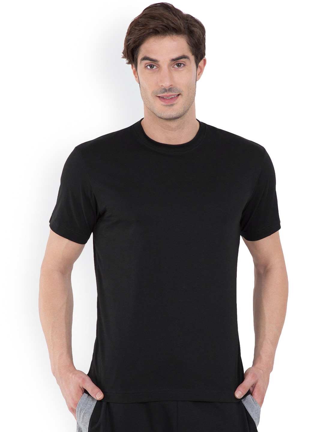 Buy Jockey Men Black Solid Round Neck Lounge T Shirt 2714 0105 - Lounge ...