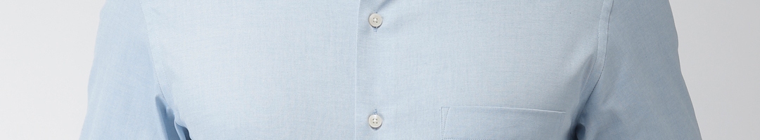 Buy Arrow Men Blue & White Regular Fit Solid Formal Shirt - Shirts for ...