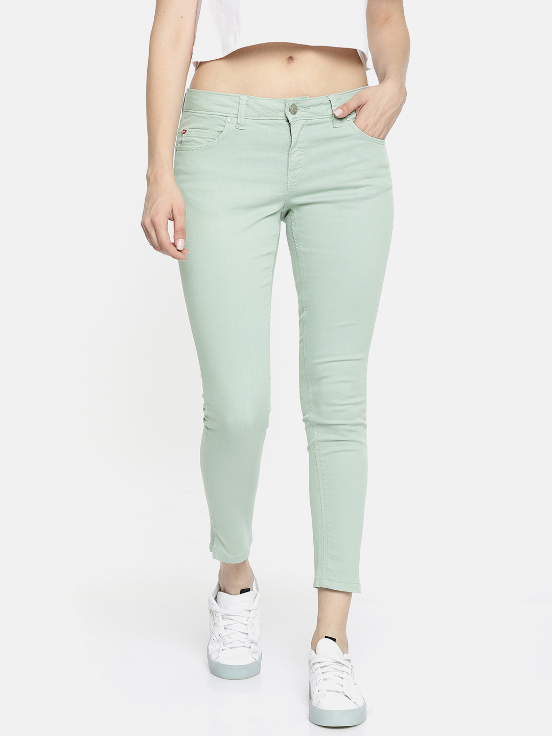 Buy Lee Cooper Women Mint Green Skinny Fit Low Rise Clean Look Ankle