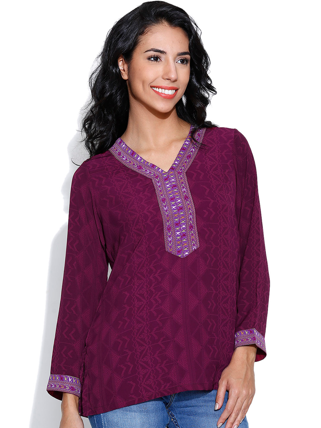 Buy BIBA Wine Coloured Printed Kurti Kurtis for Women 987969 Myntra