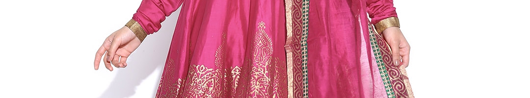 Buy Biba Pink Printed Anarkali Churidar Kurta With Dupatta - Kurta Sets ...