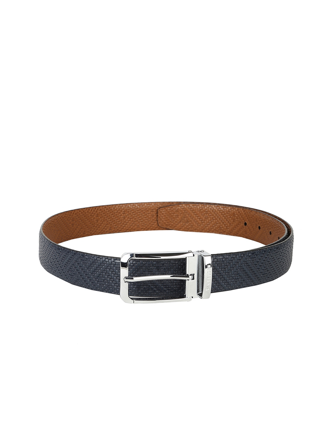 Buy Van Heusen Men Blue Woven Design Leather Belt - Belts for Men ...