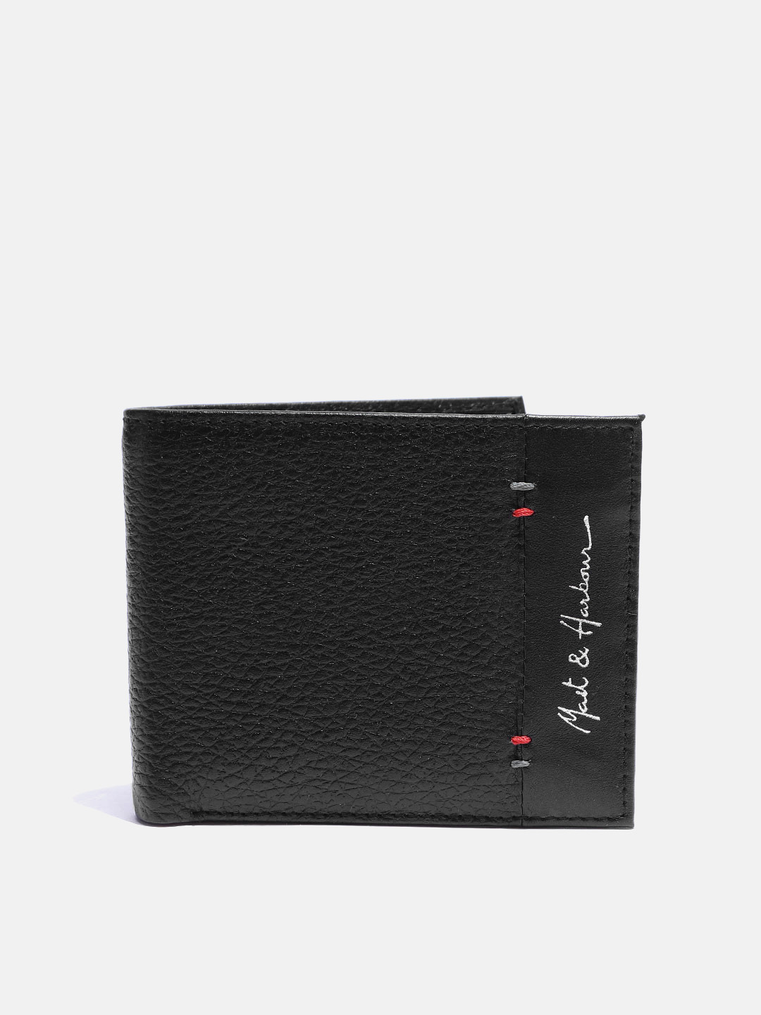 Buy Mast & Harbour Men Black Solid Leather Two Fold Wallet Wallets