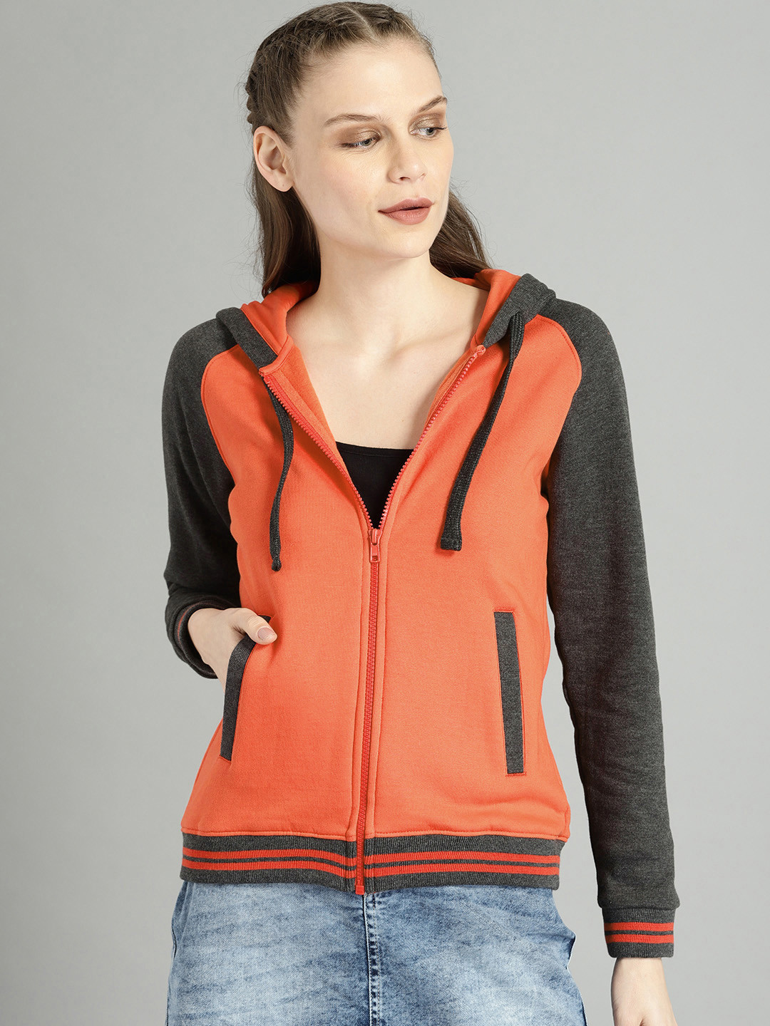 Buy The Roadster Lifestyle Co Women Red Solid Hooded Sweatshirt