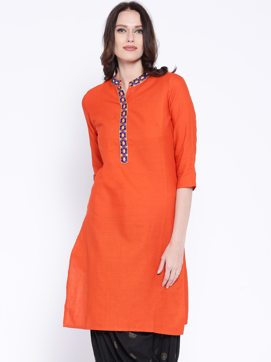 Buy Anouk Orange Embroidered Kurta Kurtas for Women 990230 Myntra