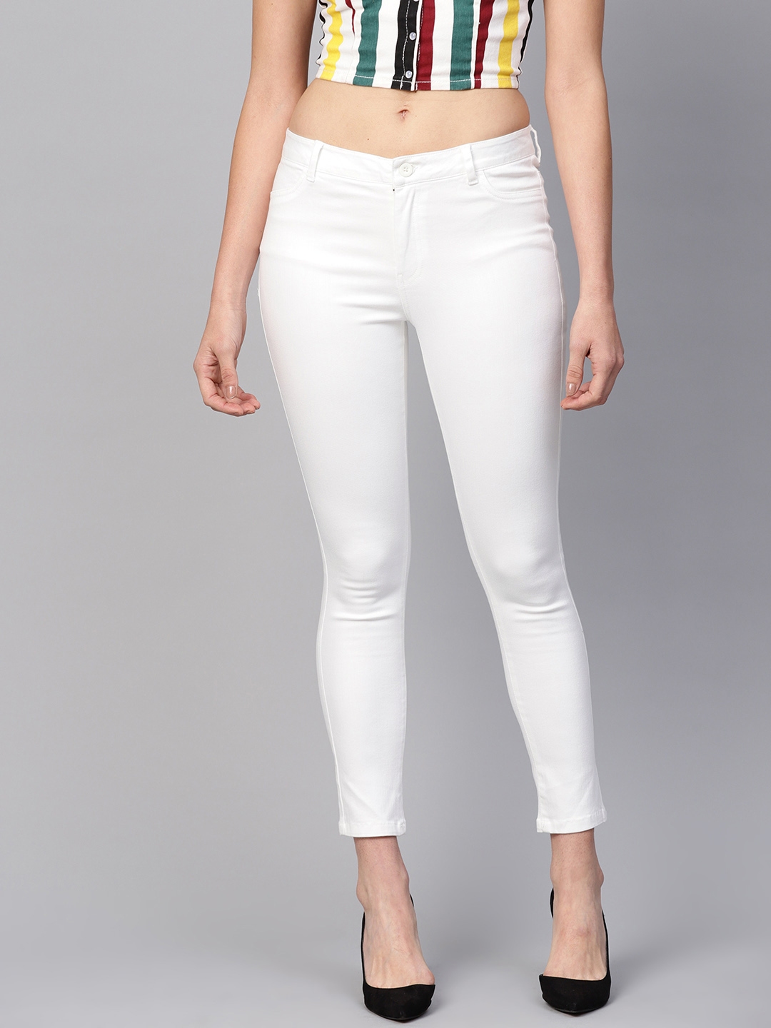 Buy W Women White Regular Fit Mid Rise Clean Look Stretchable Jeans ...