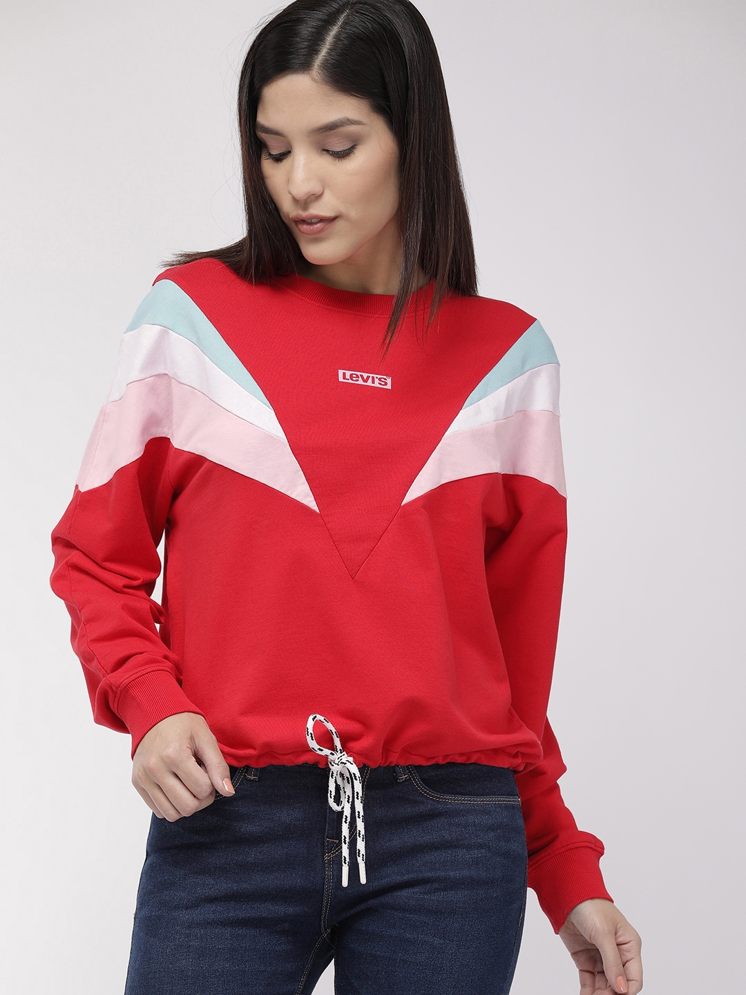 Buy Levis Women Red Solid Sweatshirt - Sweatshirts for Women 9905365 ...