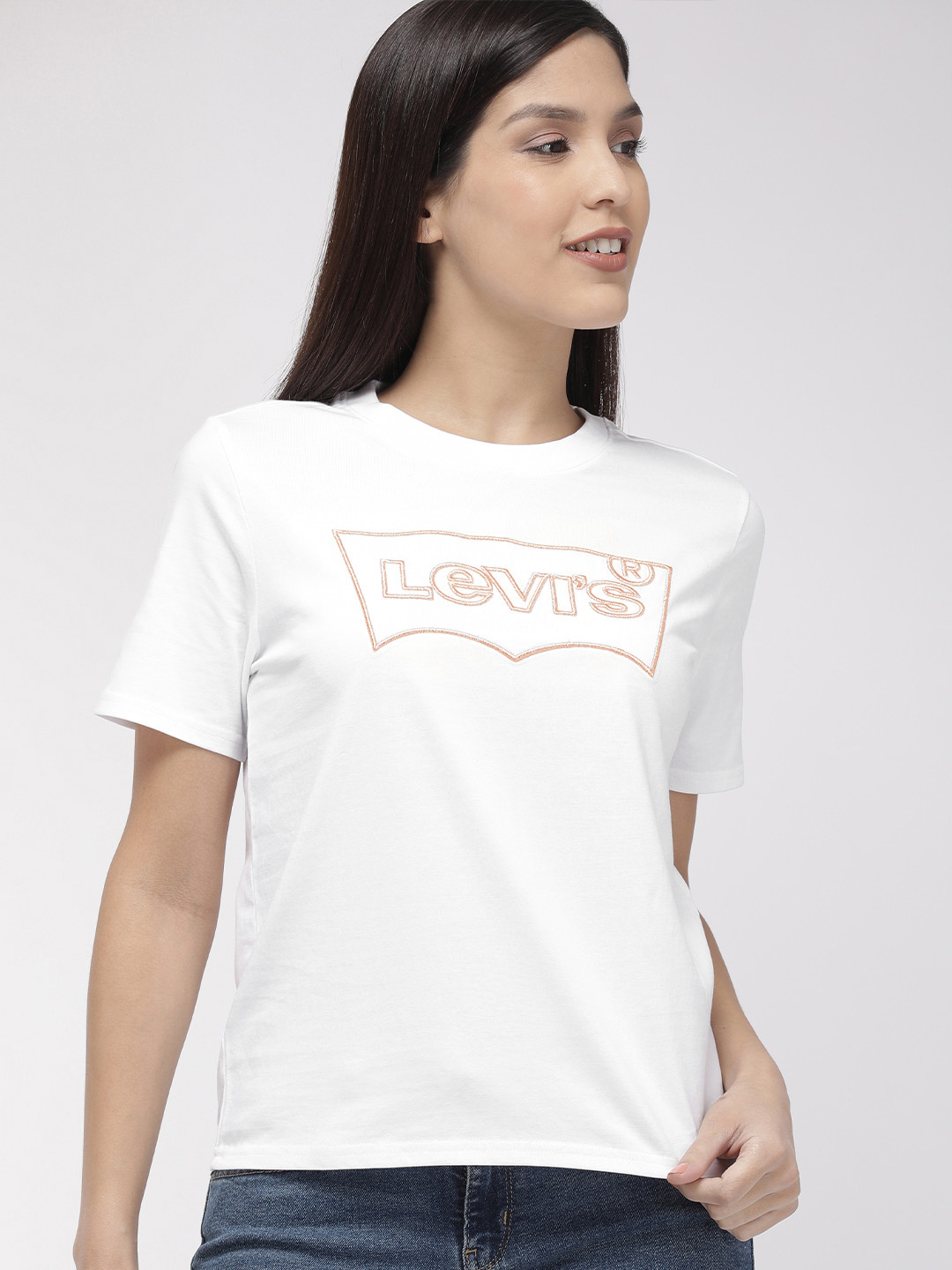Levis white tshirt for women clearance