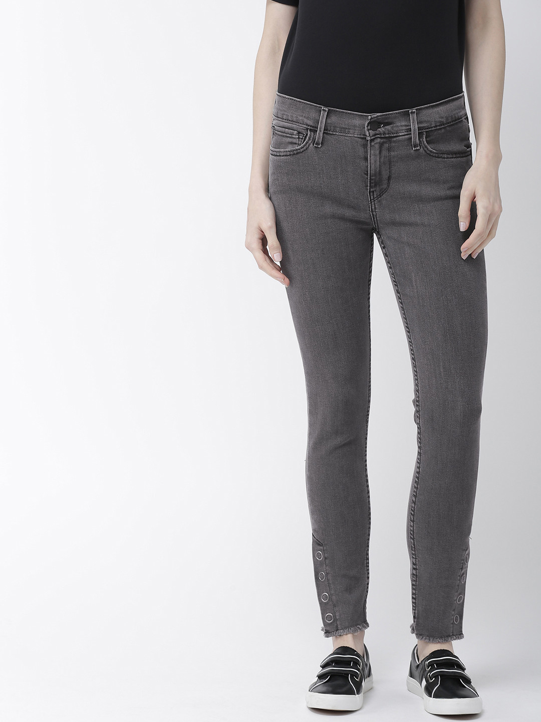 Buy Levis Women Grey Super Skinny Fit Mid Rise Clean Look Stretchable
