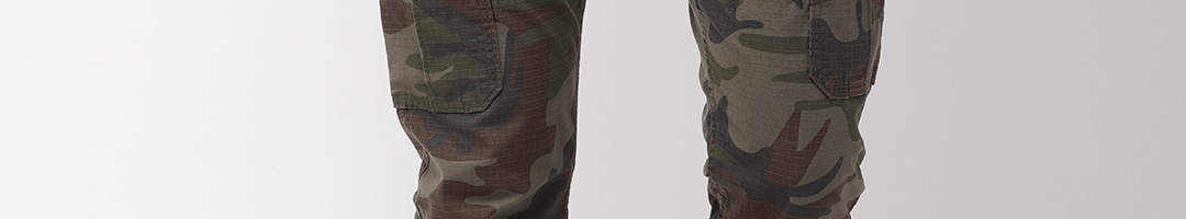 Buy Levis Men Olive Green & Brown 502 Tapered Fit Camouflage Printed ...