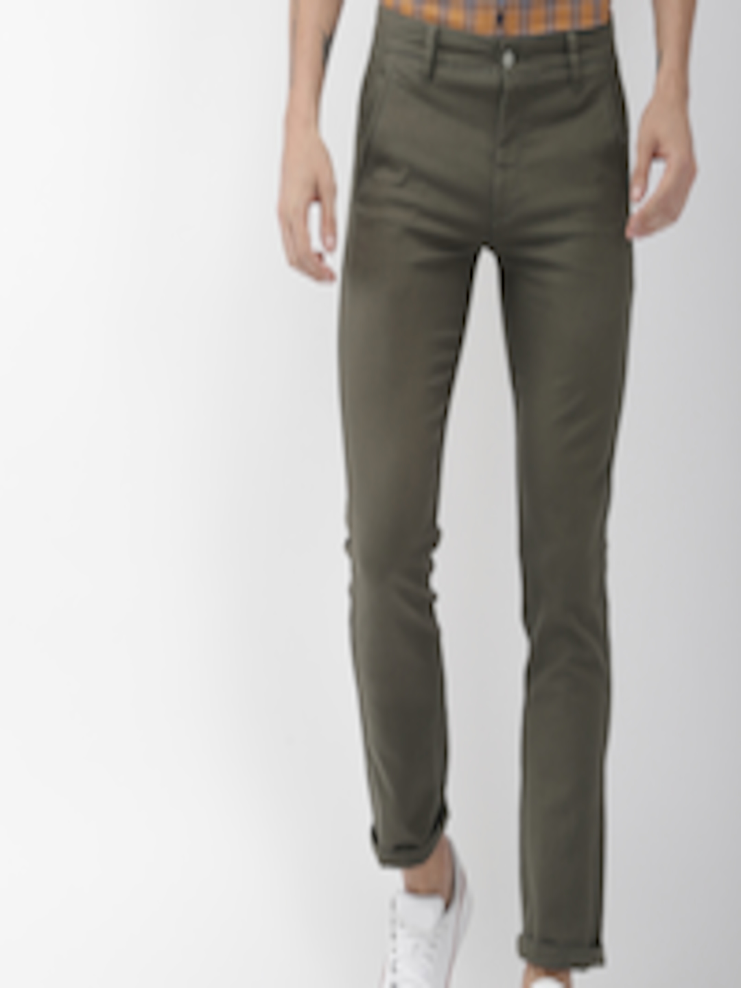 Buy Levis Men Olive Green 511 Slim Fit Solid Regular Trousers ...