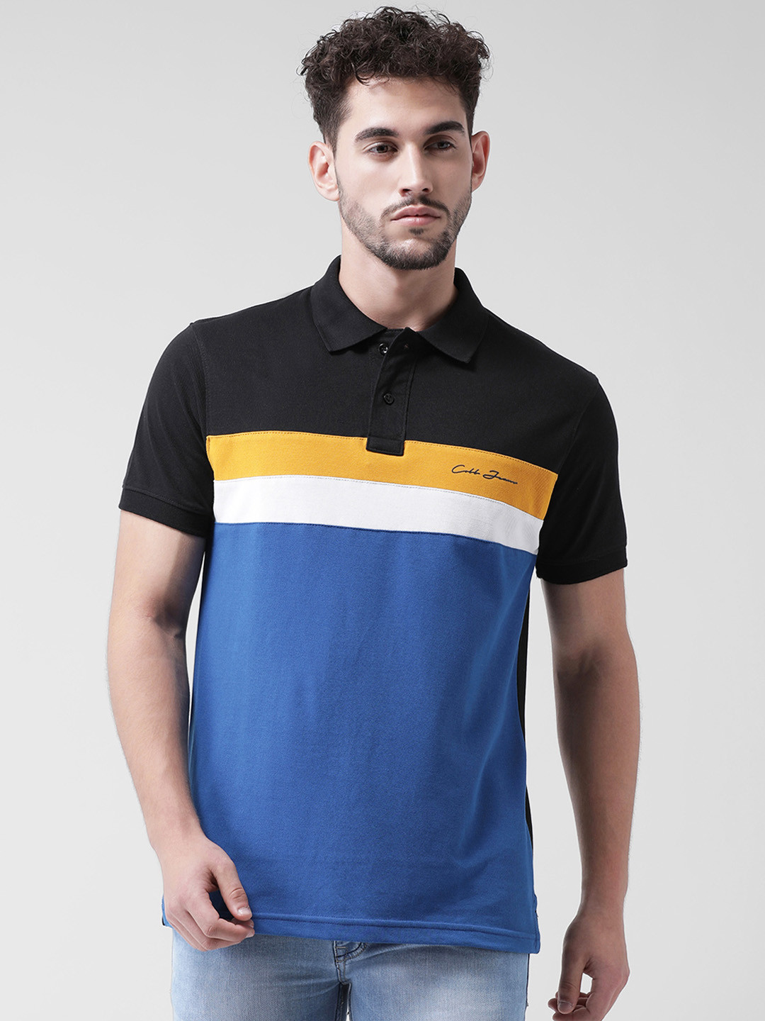 Buy COBB Men Black Striped Polo Collar T Shirt - Tshirts for Men 9909057 | Myntra