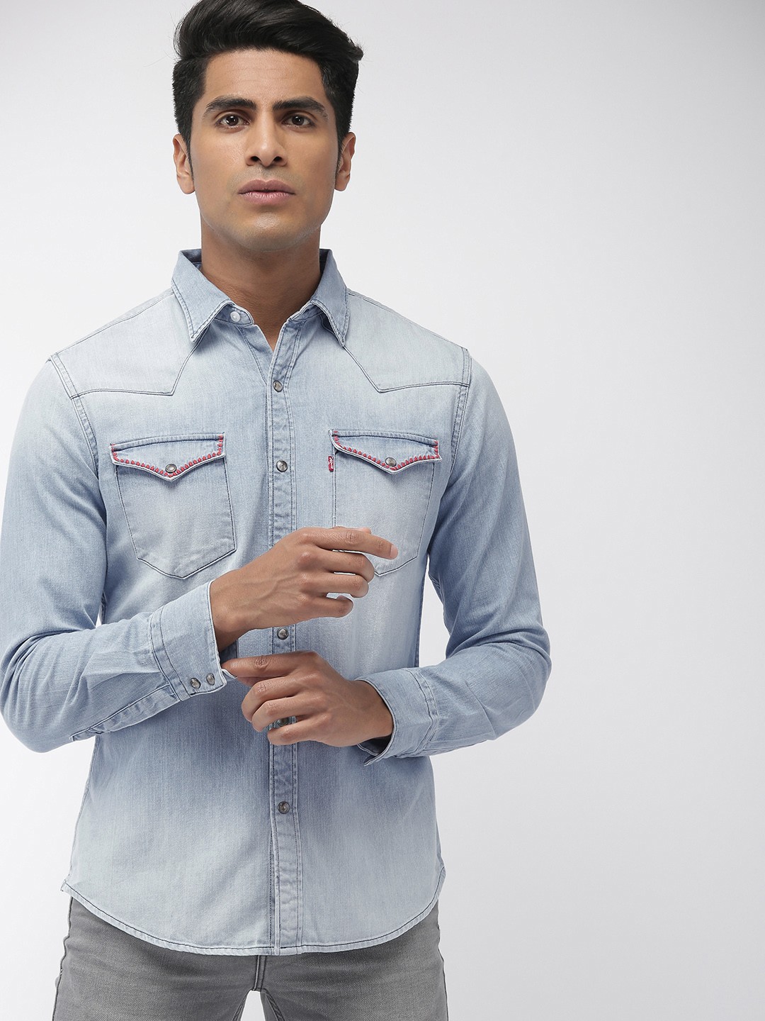 levi's light blue denim shirt