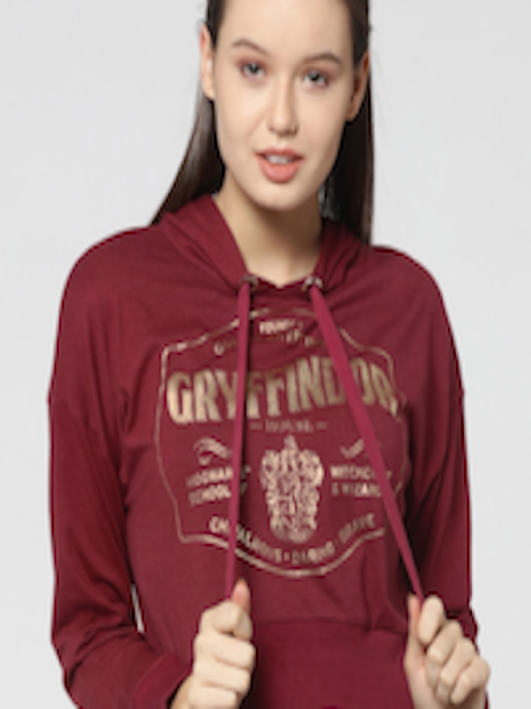 Buy ONLY Women Maroon Printed Hooded Sweatshirt - Sweatshirts for Women ...
