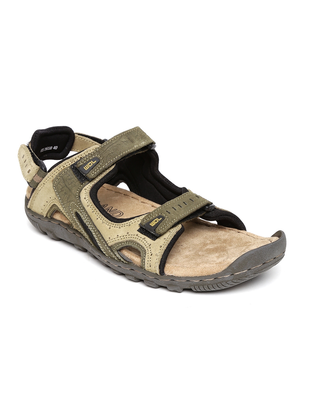 woodland men olive green leather sandals