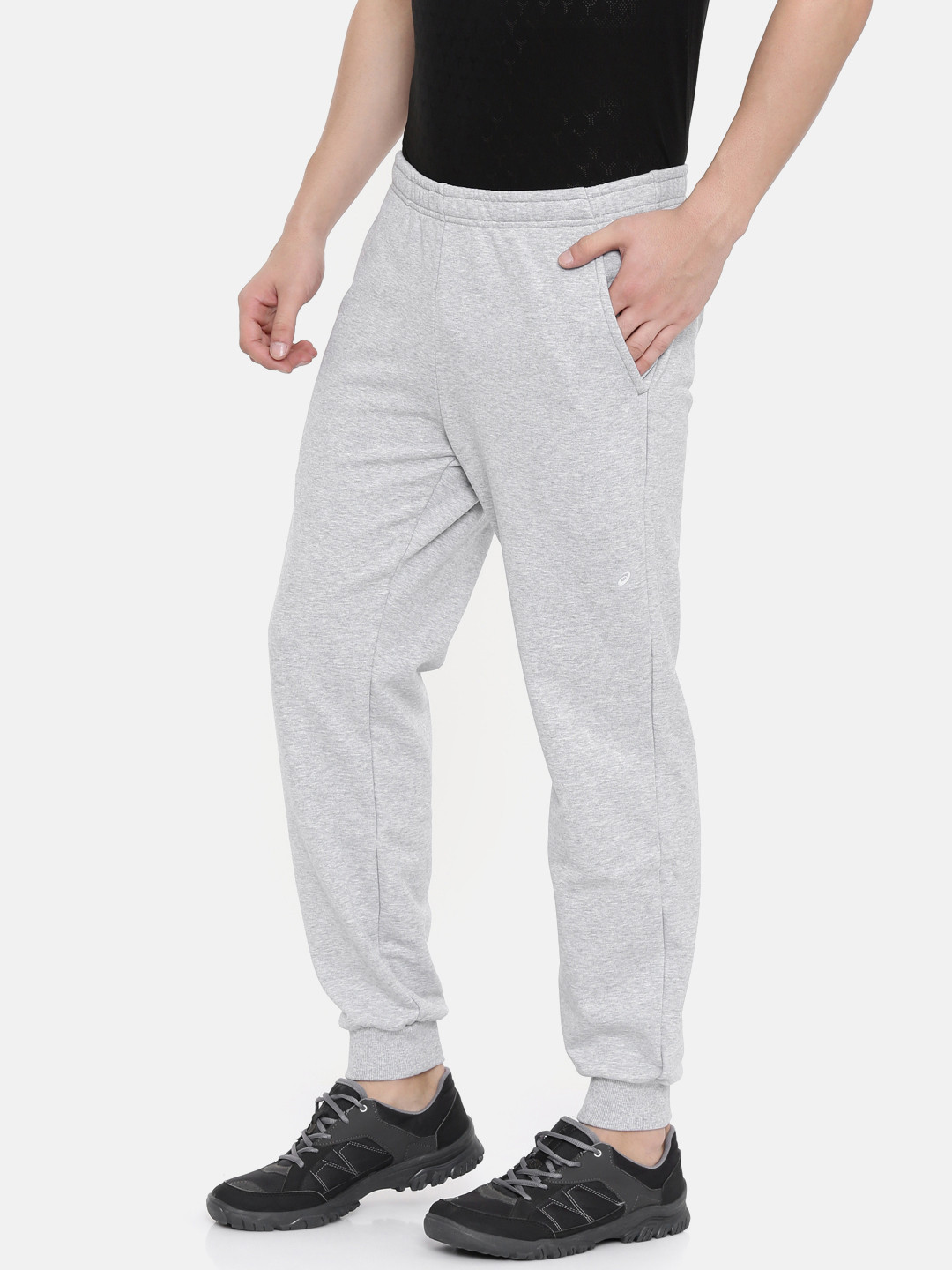 Buy ASICS Men Grey Solid Essential French Regular Fit Joggers Track
