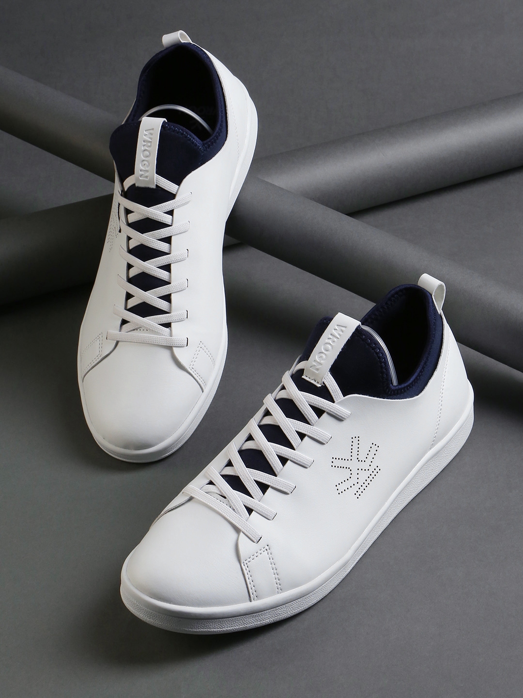 white solid sneakers for men