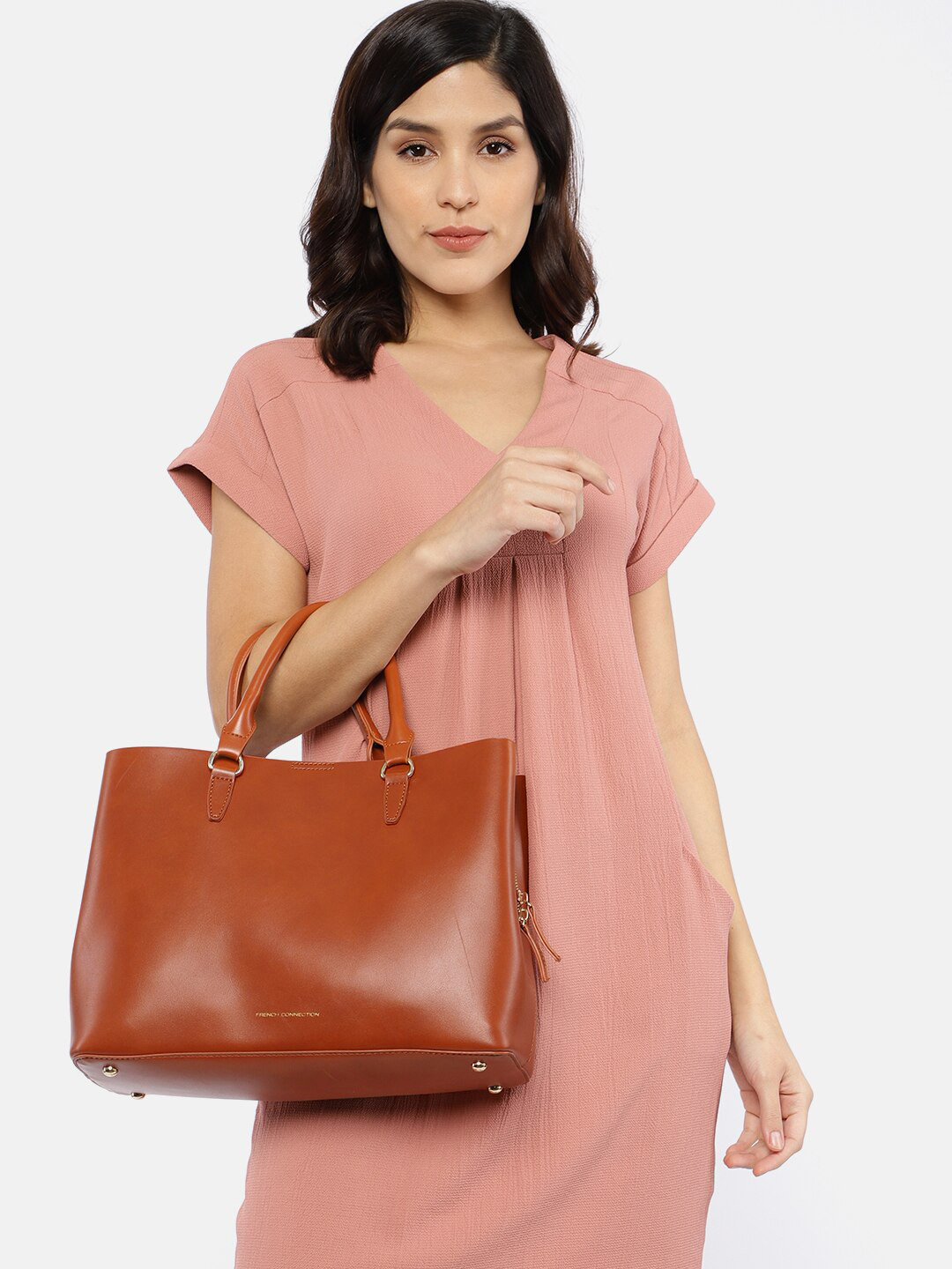 Buy French Connection Brown Solid Handheld Bag Handbags for Women