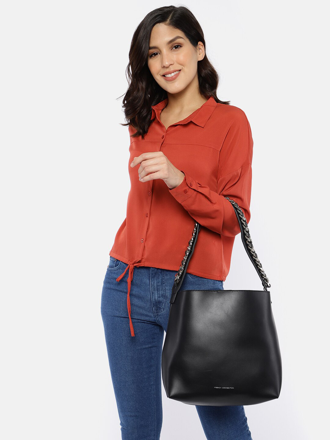 french connection mottled leather tote bag