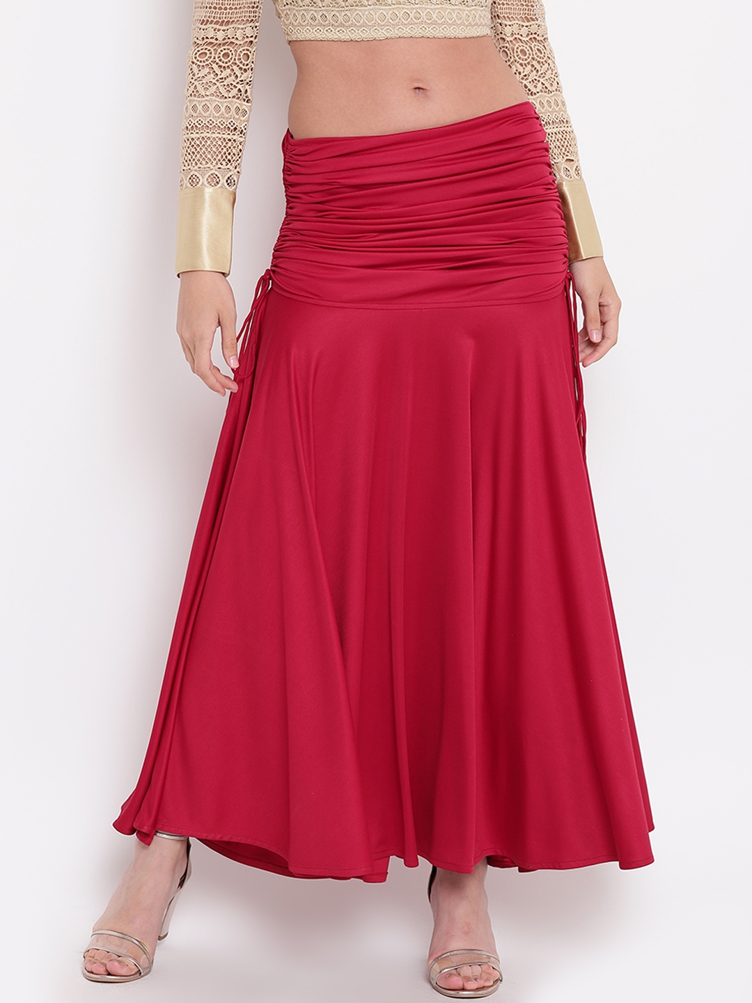 long maroon maxi skirt