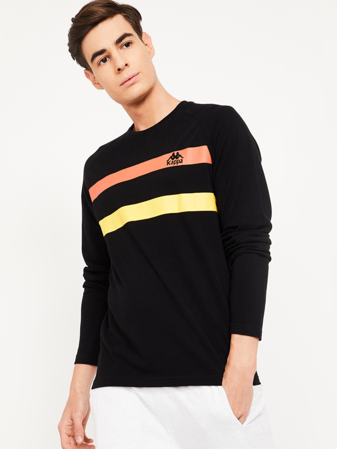 Buy Kappa Men Black Striped Round Neck T Shirt - Tshirts for Men 9956235 | Myntra