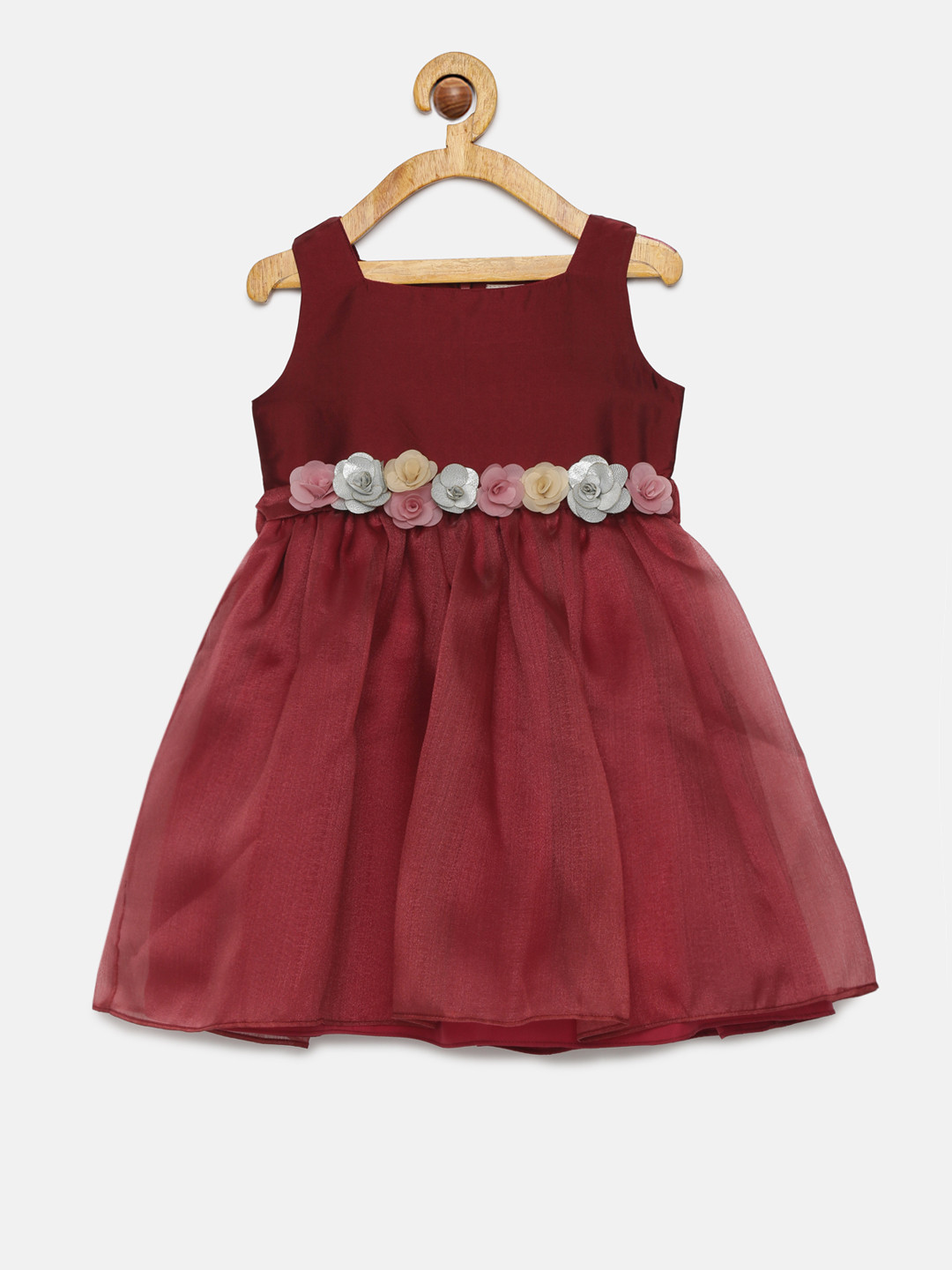 Buy Mini Miao Girls Maroon Fit And Flare Dress Dresses for Girls