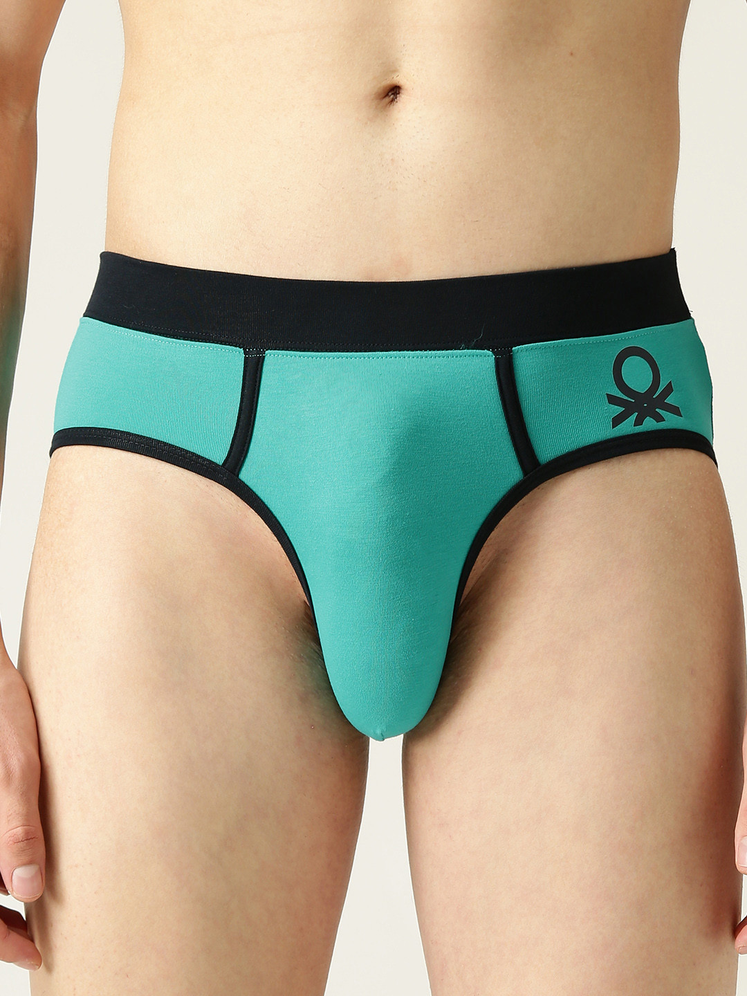 Buy Undercolors Of Men Green & Black Solid Briefs