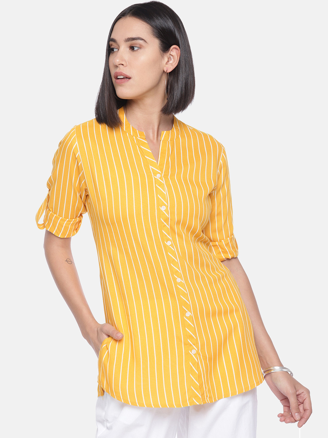 Buy Soch Yellow Striped Tunic Tunics for Women 9964319 Myntra