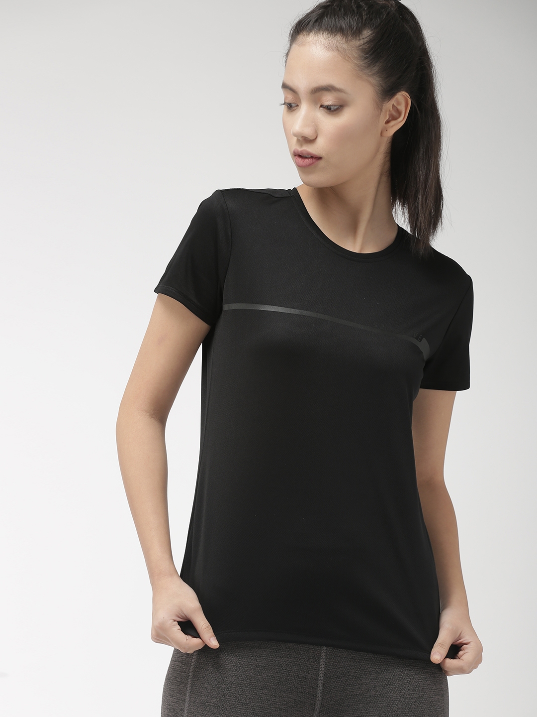 Buy 2GO Women Black Printed GO DRY Anti Microbial T Shirt - Tshirts for ...