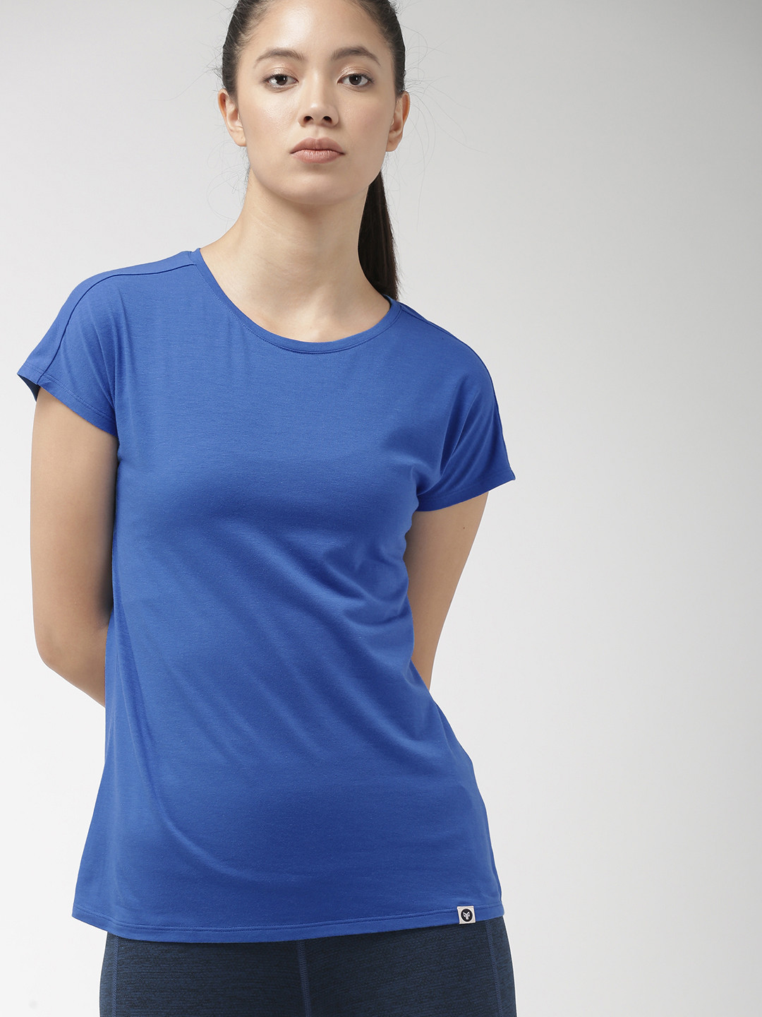 Buy 2GO Women Blue Solid Round Neck T Shirt Tshirts for Women 9964659