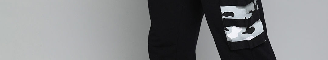Buy Kook N Keech Men Black Solid Track Pant With Printed Detailing
