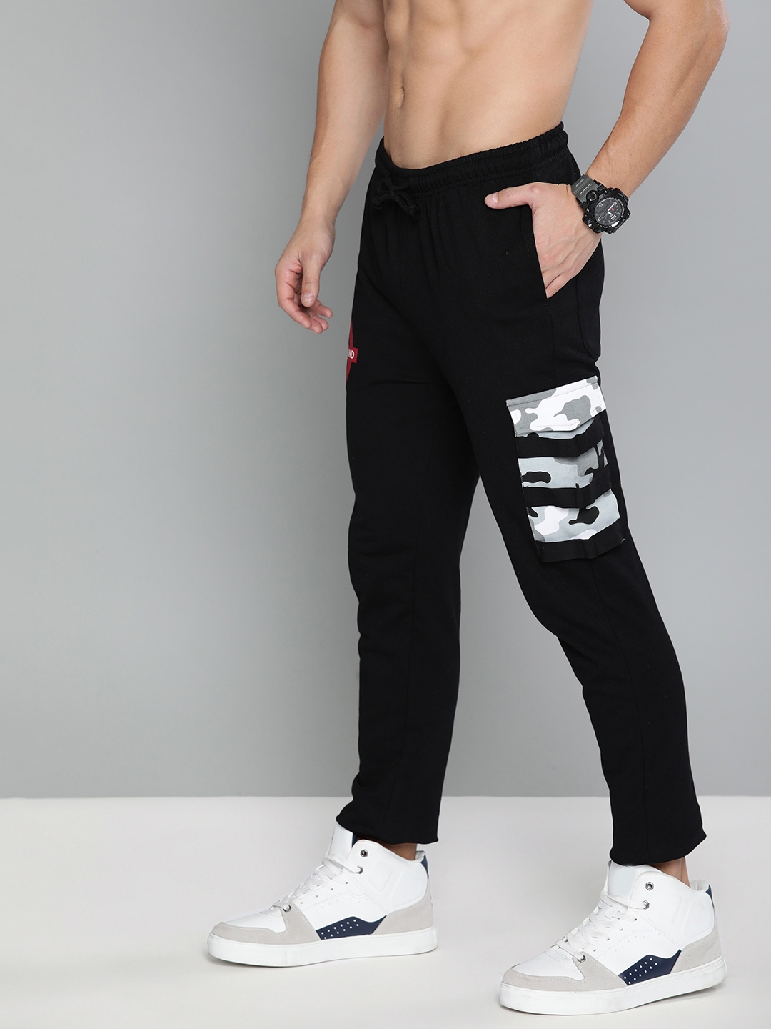 Buy Kook N Keech Men Black Solid Track Pant With Printed Detailing