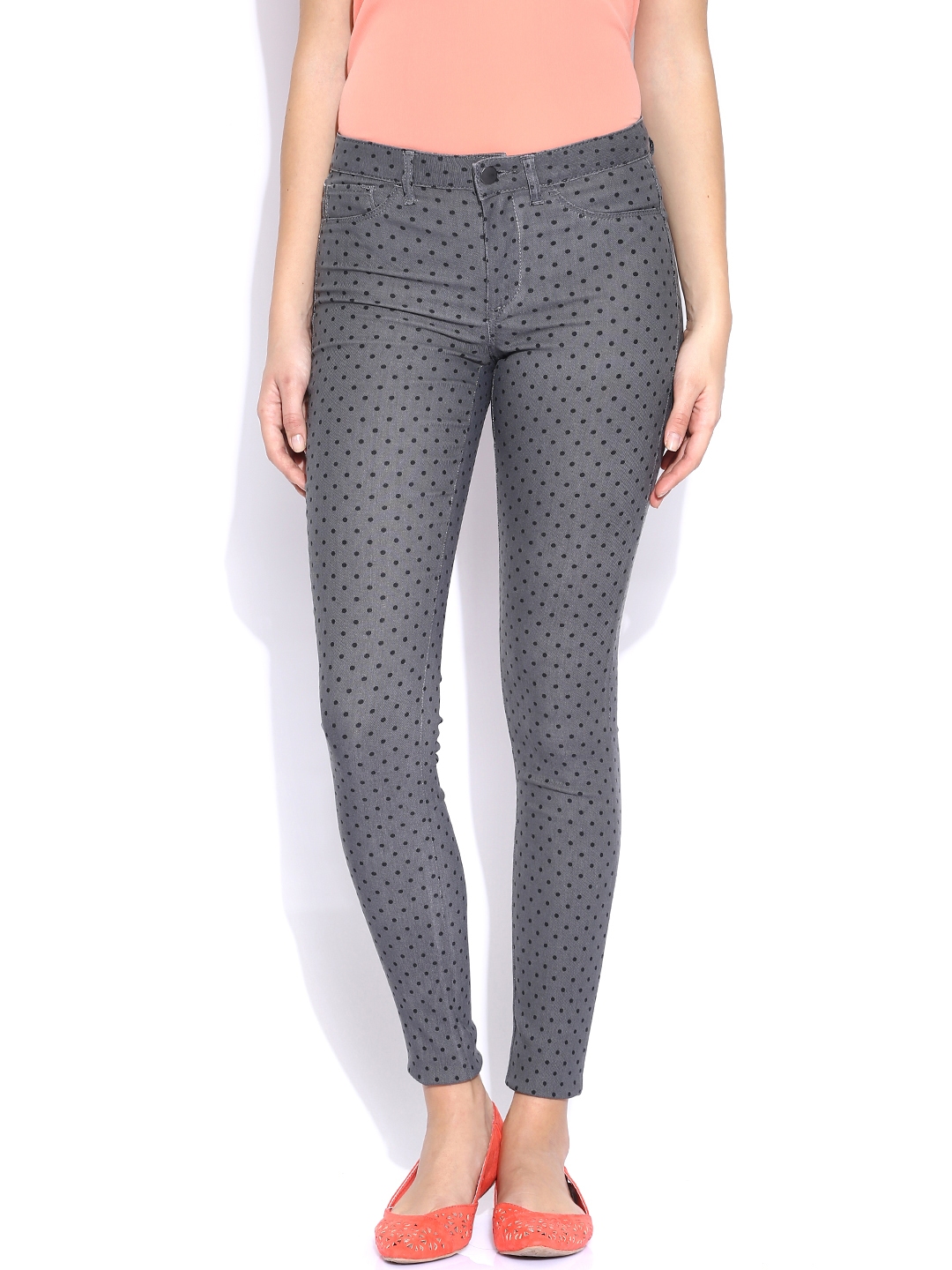 blue polka dot trousers