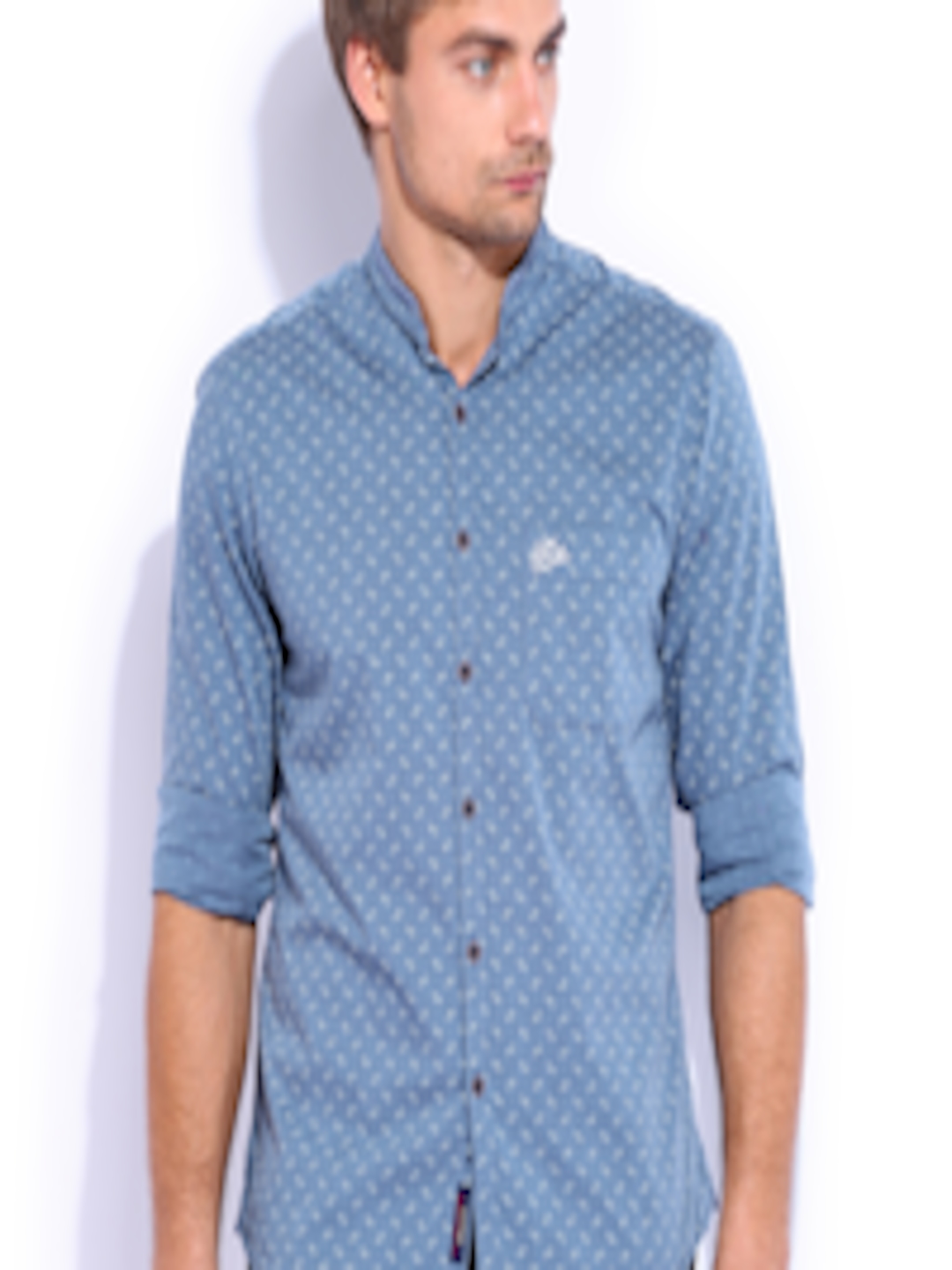 Buy U.S. Polo Assn. Denim Co. Blue Printed Tailored Fit Casual Shirt ...