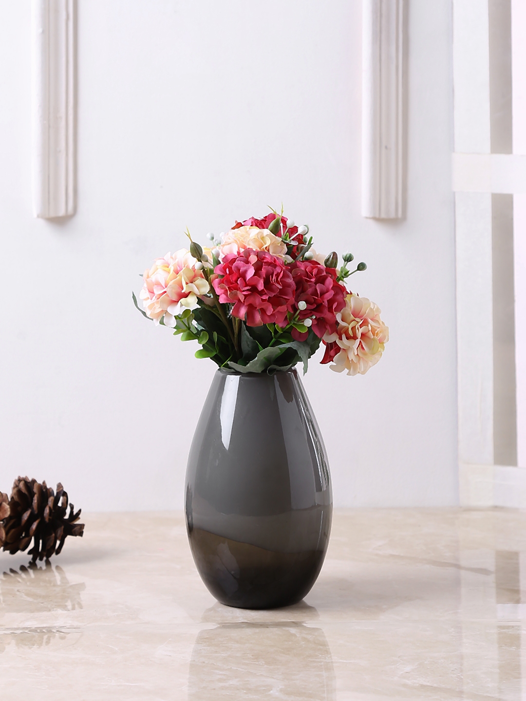 Buy TAYHAA Black & Brown Glass Flower Vase - Vases for Unisex 9996623 ...