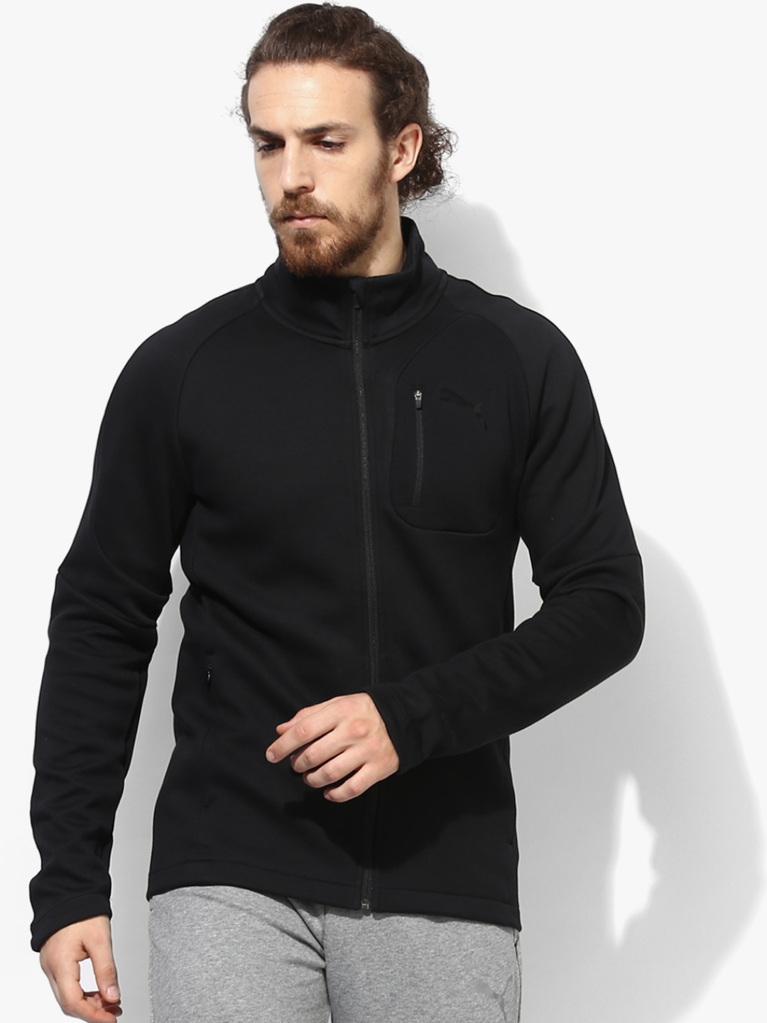 Buy Evostripe Move Jacket Black Sweat Jacket - Sweatshirts for Men ...