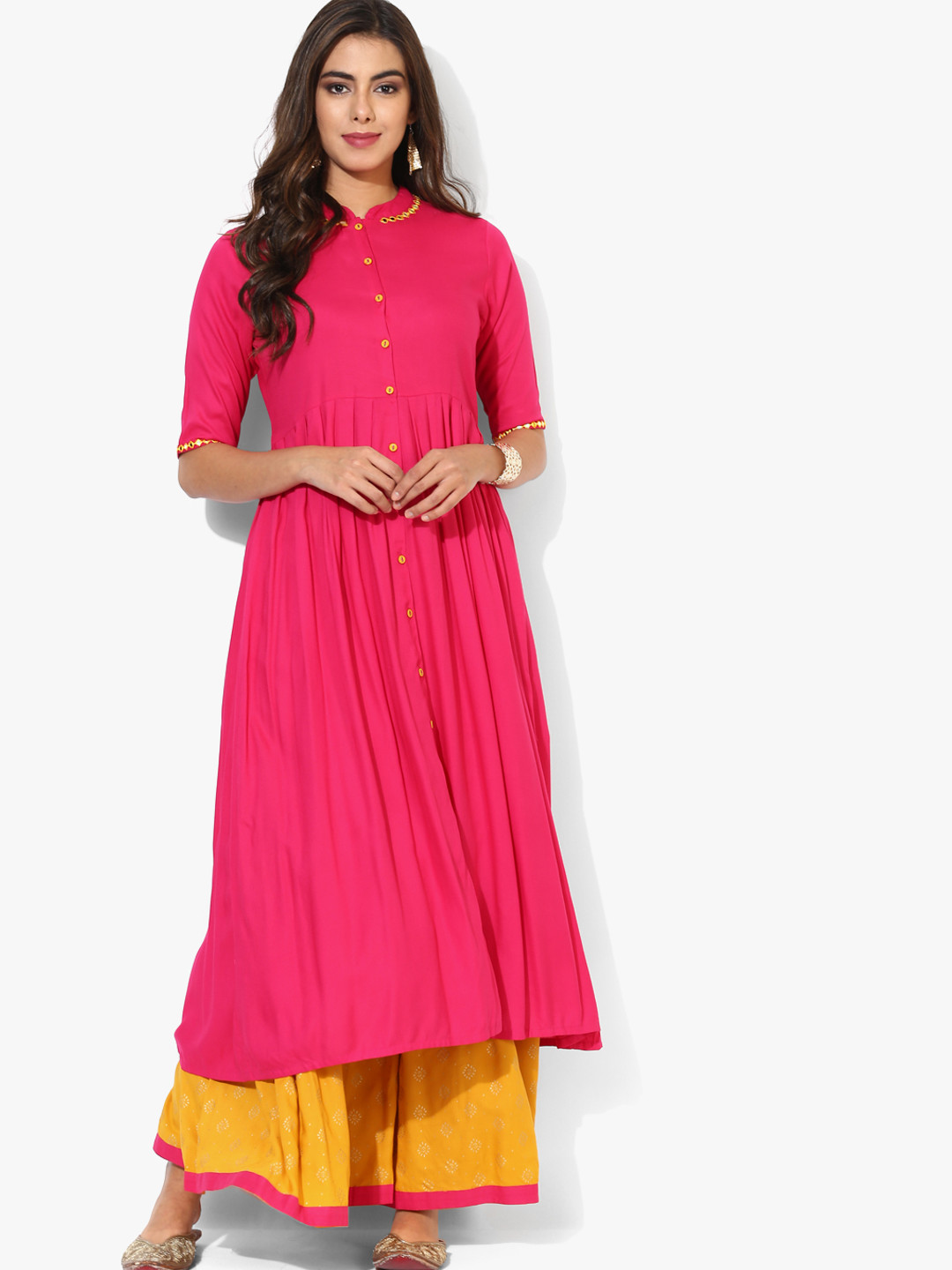 Buy Round Neck Sleeveless A Line Kurta With Embroidered Neck
