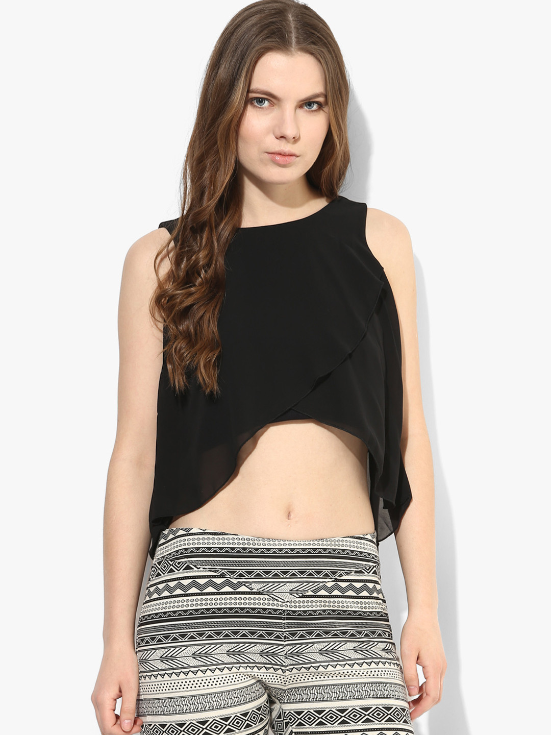 Buy Black Solid Crop Top Tops for Women 7677500 Myntra