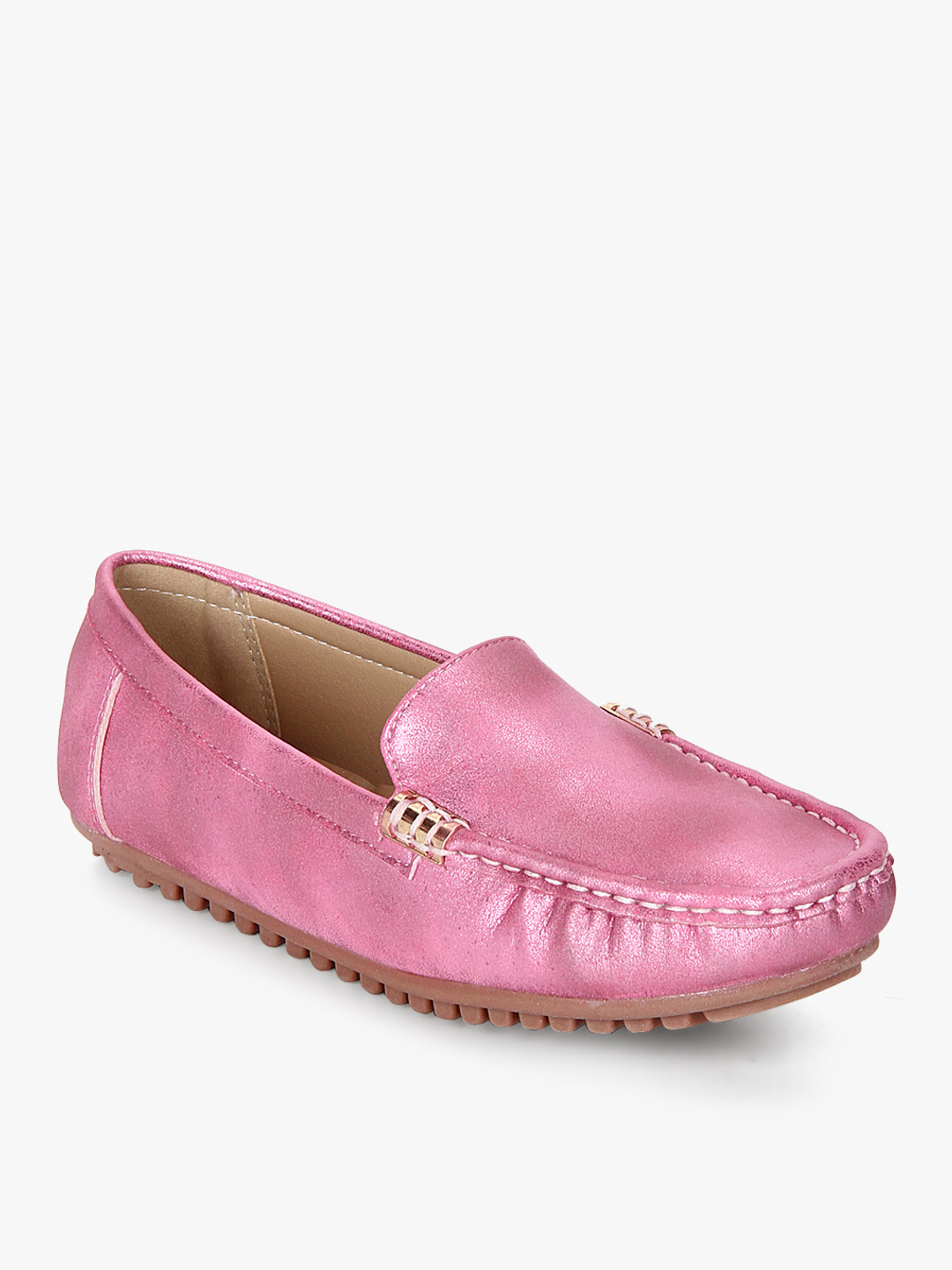 Size 39 Cloth Moccasins Hot Pink Stripes