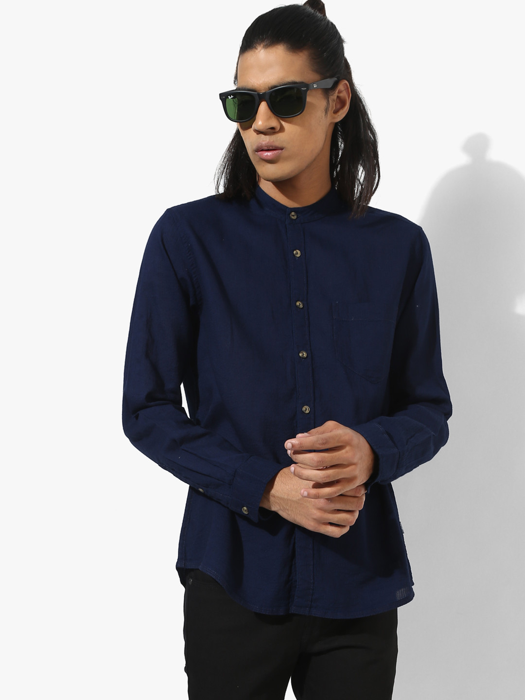 Buy Navy Blue Solid Regular Fit Casual Shirt Shirts for Men 7680059 Myntra