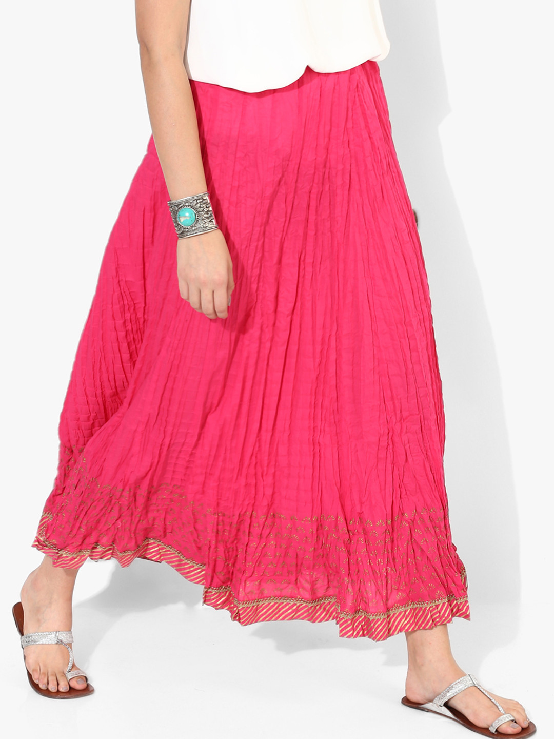 Buy Pink Printed Flared Pure Cotton Skirt Skirts for Women 7680398 — free download